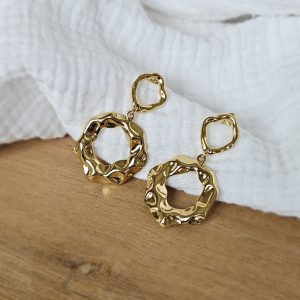 Boucles d&rsquo;oreilles or frappées