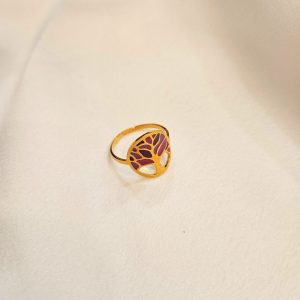 Bague Acier Doré et Rose Arbre de vie