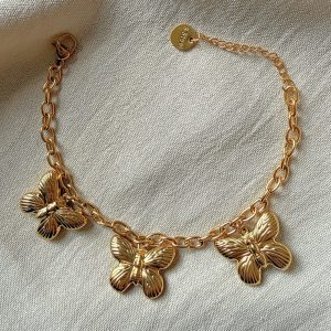 Bracelet acier doré à Charm&rsquo;s Papillons