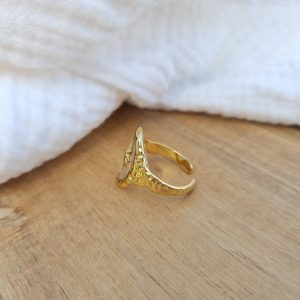Bague étoile ovale acier inoxydable