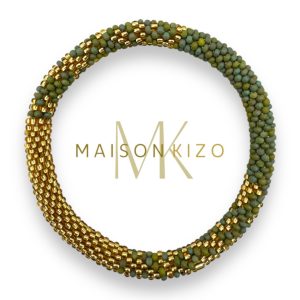 Bracelet Népalais vert et doré tacheté