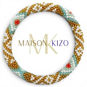 Bracelet Népalais Bleu et taupe