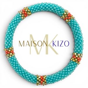 Bracelet Népalais cyan et orange