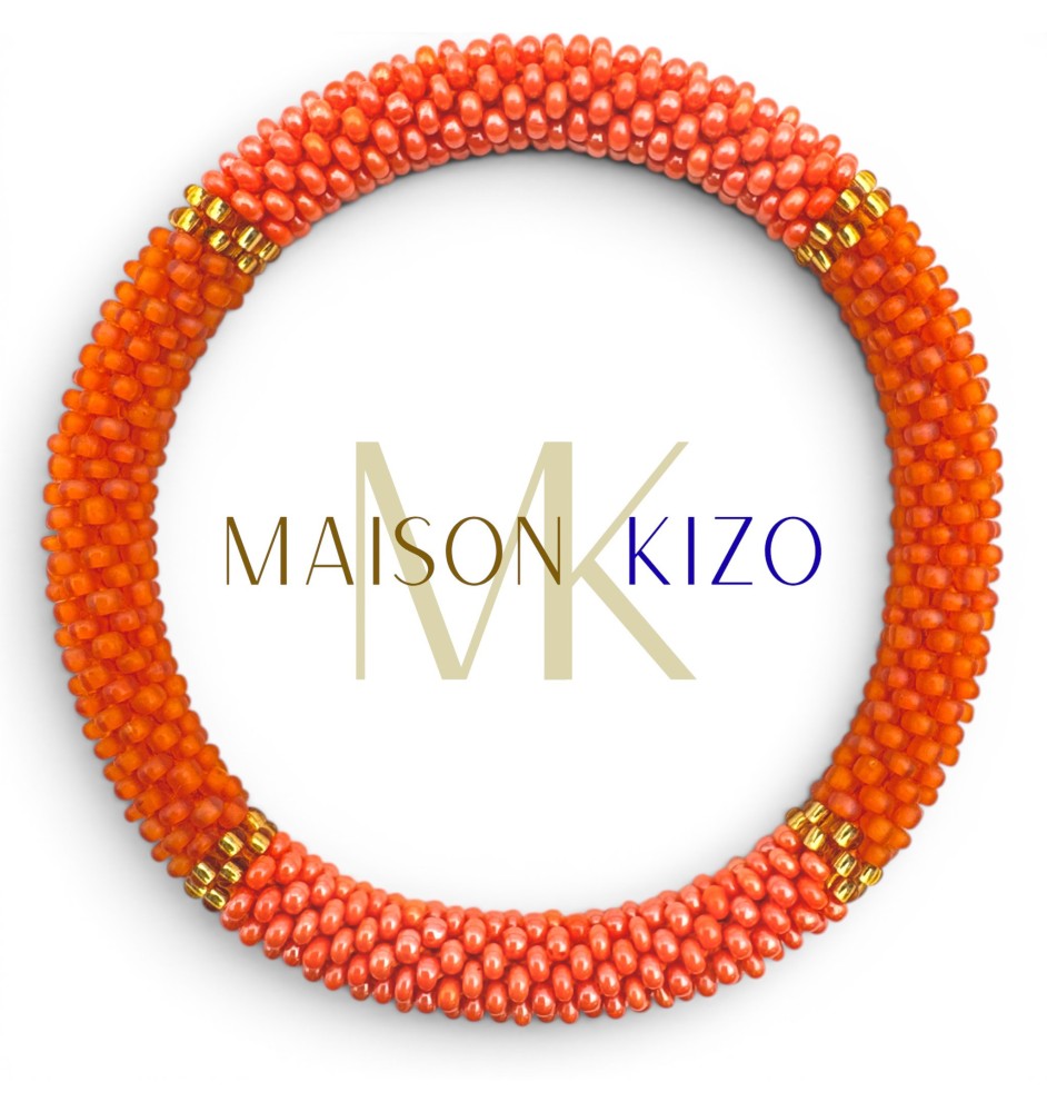 Bracelet népalais orange vif
