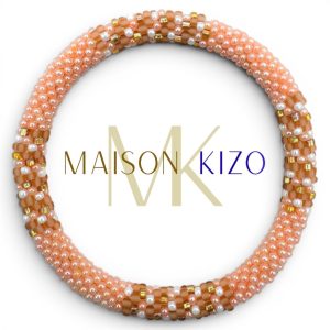 Bracelet népalais orange pale stripped
