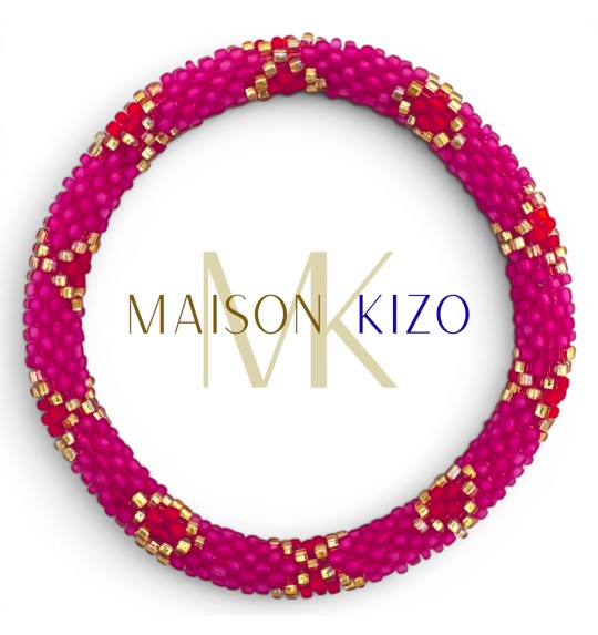 Bracelet népalais rose fushia