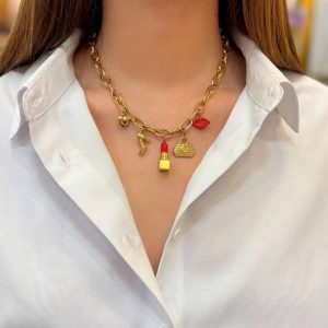 Collier à Charm&rsquo;s Rouge à lèvres Acier inoxydable