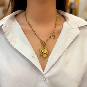 Collier Grosse maille à Pendentif fleur 🌸