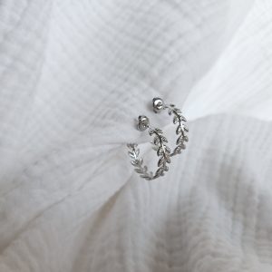 Boucles d&rsquo;oreilles feuilles de laurier Argenté
