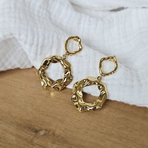 Boucles d&rsquo;oreilles or frappées